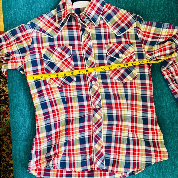 Vintage Plaid Country Western Button-down Collar Shirt XS Small - Picture 4 of 5